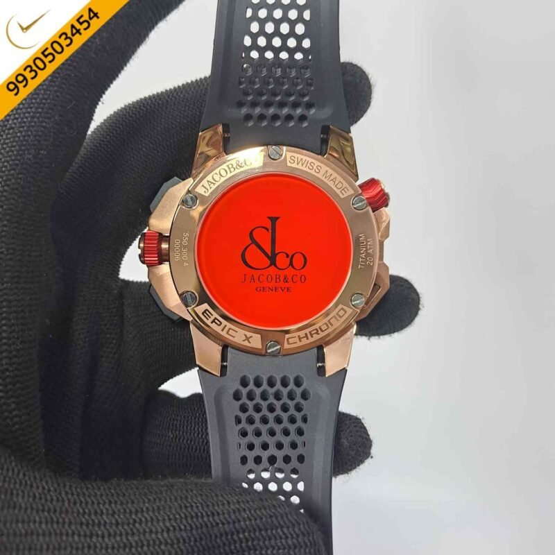 Jacob & Co Epic X Chronograph Rose Gold Diamond Black Dial Watch - Image 4