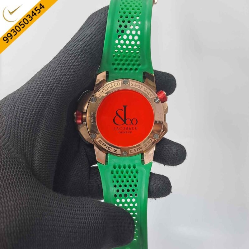 Jacob & Co Epic X Chronograph Rose Gold Diamond Green Dial Swiss Watch - Image 4