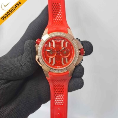 Jacob & Co Epic X Chronograph Rose Gold Diamond Red Dial Watch