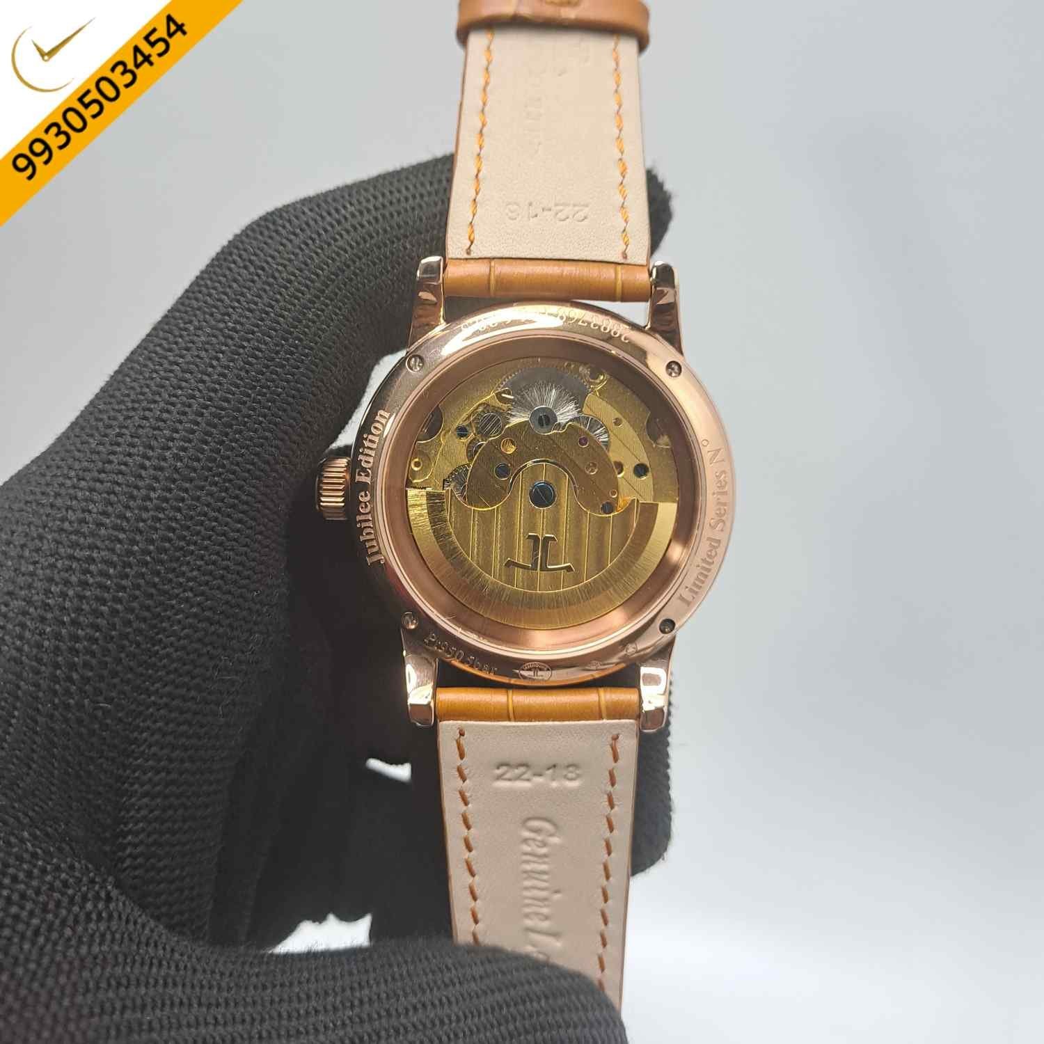 Jaeger LeCoultre Perpetual Calendar Tourbillon Rose gold White Dial Leather Strap Swiss Automatic Watch - Image 4