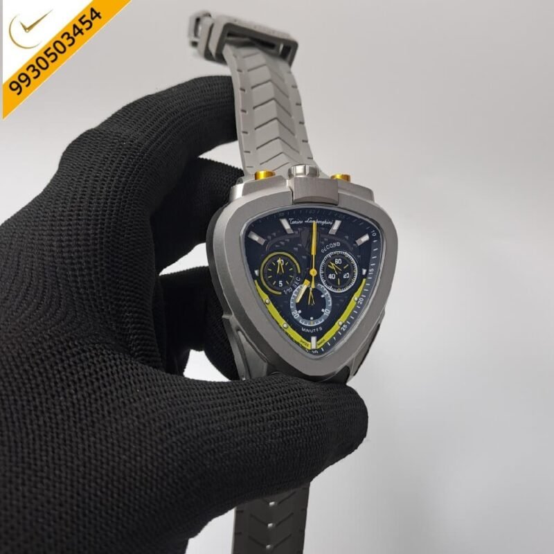 Lamborghini Spyder Chronograph Full Grey Yellow Marker Grey Strap Limited Edition Swiss Watch - Image 3