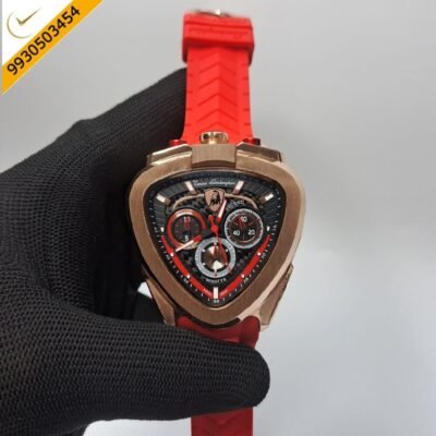 Lamborghini Spyder Chronograph Rose Gold Red Strap Limited Edition Swiss Watch