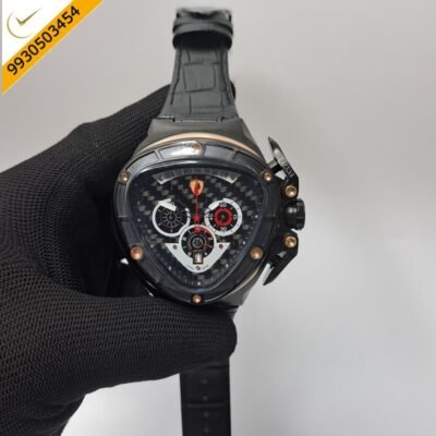 Lamborghini Tonino Spyder Full Black Chronograph Black Leather Strap Swiss Watch