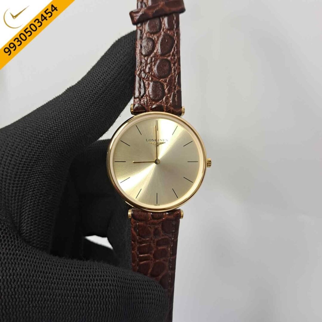 Longines La Grande Classique Full Gold Brown Leather Strap Swiss Watch
