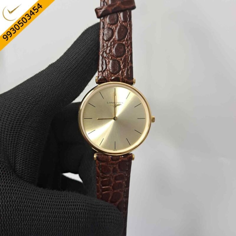 Longines La Grande Classique Full Gold Brown Leather Strap Swiss Watch