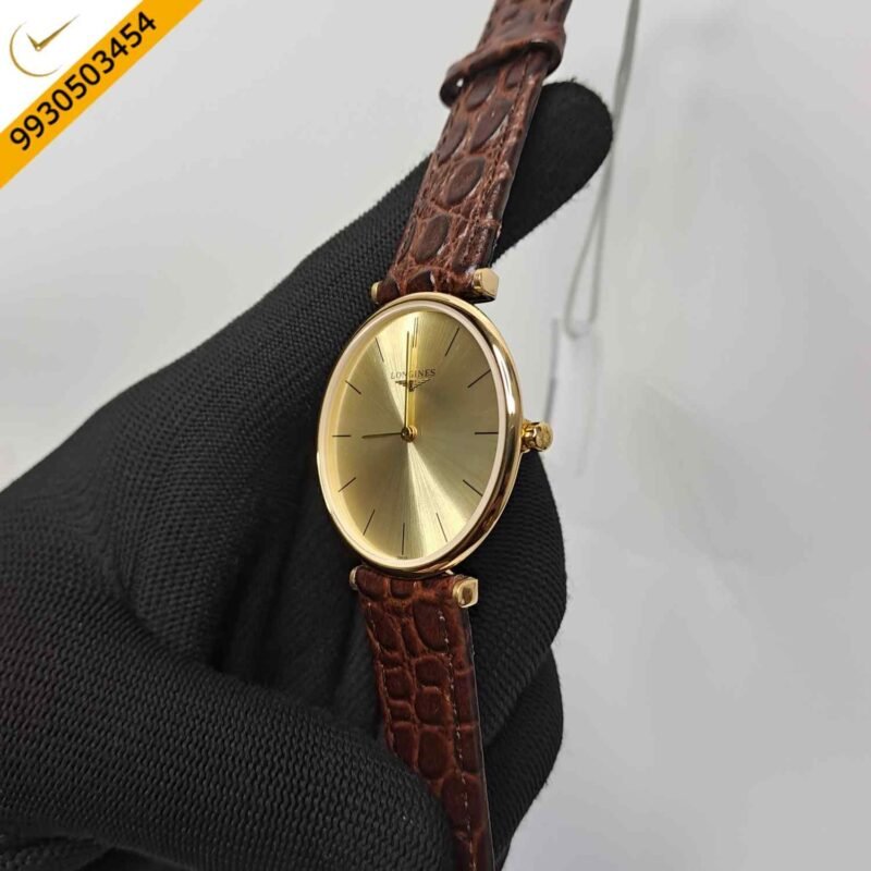 Longines La Grande Classique Full Gold Brown Leather Strap Swiss Watch - Image 3