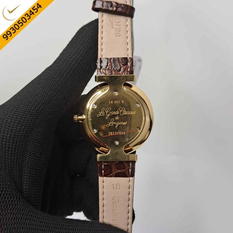 Longines La Grande Classique Full Gold Brown Leather Strap Swiss Watch - Image 4