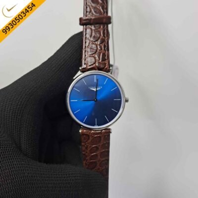 Longines La Grande Classique Full Silver Blue Dial Brown Leather Strap Swiss Watch