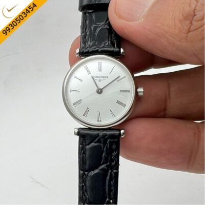 Longines La Grande Classique Roman White Dial Black Leather Strap Watch
