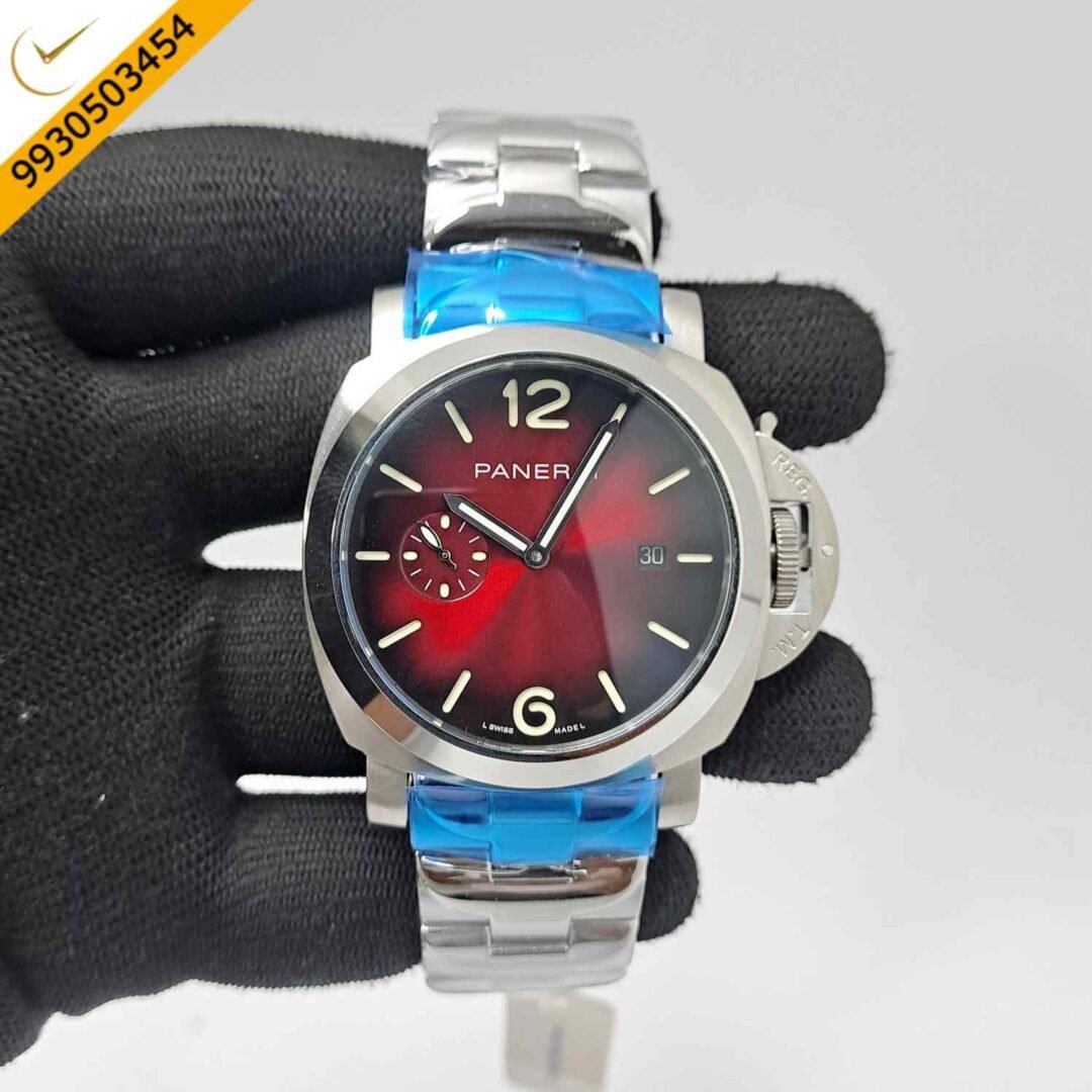 Luminor Panerai Steel Due Pastello Red Dial Limited Edition Swiss Automatic Watch
