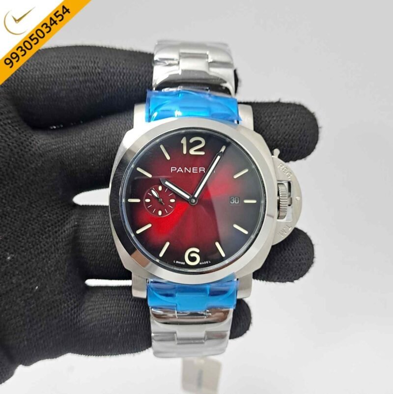 Luminor Panerai Steel Due Pastello Red Dial Limited Edition Swiss Automatic Watch