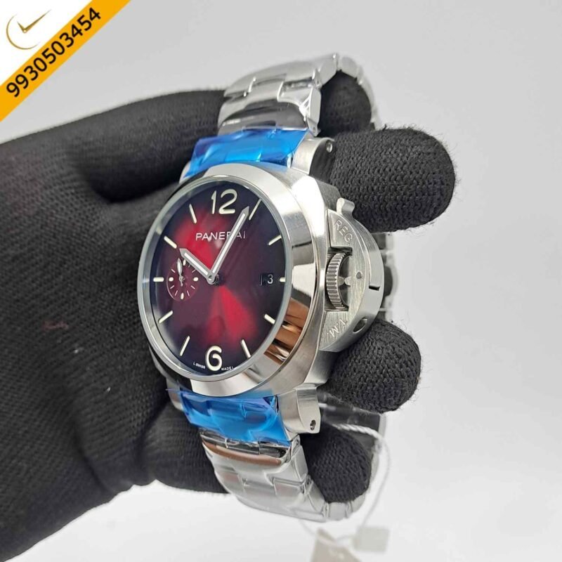 Luminor Panerai Steel Due Pastello Red Dial Limited Edition Swiss Automatic Watch - Image 3