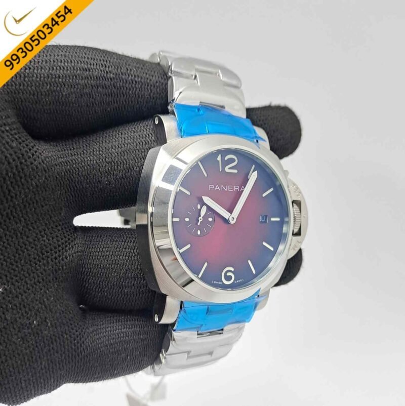 Luminor Panerai Steel Due Pastello Red Dial Limited Edition Swiss Automatic Watch - Image 2