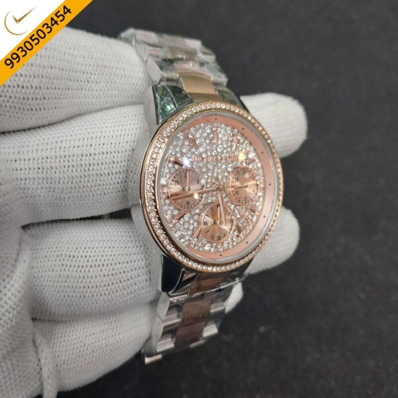 Michael Kors Chronograph Dual Tone Diamond Studded Dial Swiss Watch - Image 2