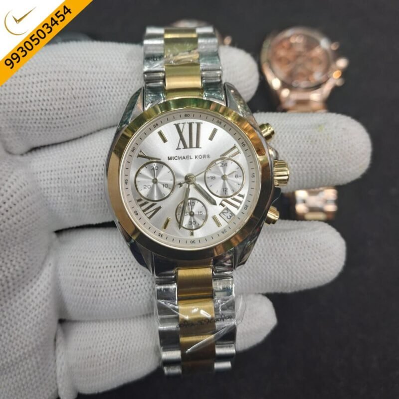 Michael Kors Chronograph Dual Tone Silver Dial Swiss Watch