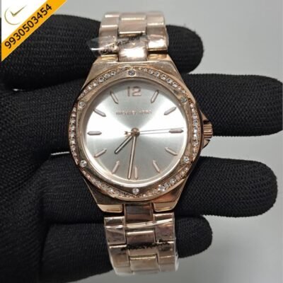 Michael Kors Lennox Rose White Dial Rose Gold Strap Swiss Watch