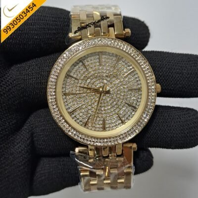 Michael Kors Darci Gold Diamond Studded Dial Gold Strap Swiss Watch