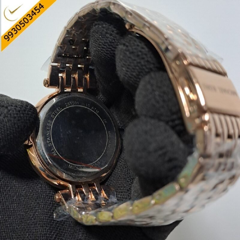 Michael Kors Darci Rose Gold Diamond Studded Dial Rose Gold Strap Swiss Watch - Image 4