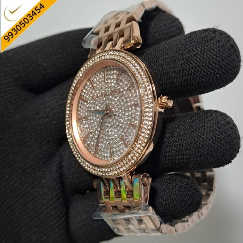Michael Kors Darci Rose Gold Diamond Studded Dial Rose Gold Strap Swiss Watch - Image 2