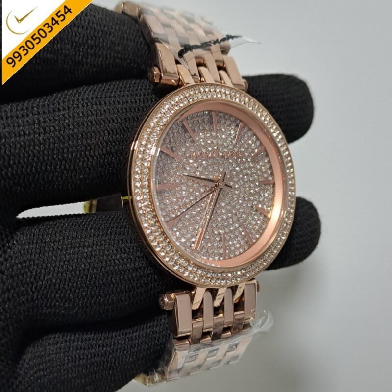 Michael Kors Darci Rose Gold Diamond Studded Dial Rose Gold Strap Swiss Watch - Image 3