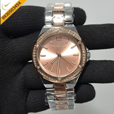 Michael Kors Lennox Rose Gold Rose Gold Dial Dual Tone Strap Swiss Watch