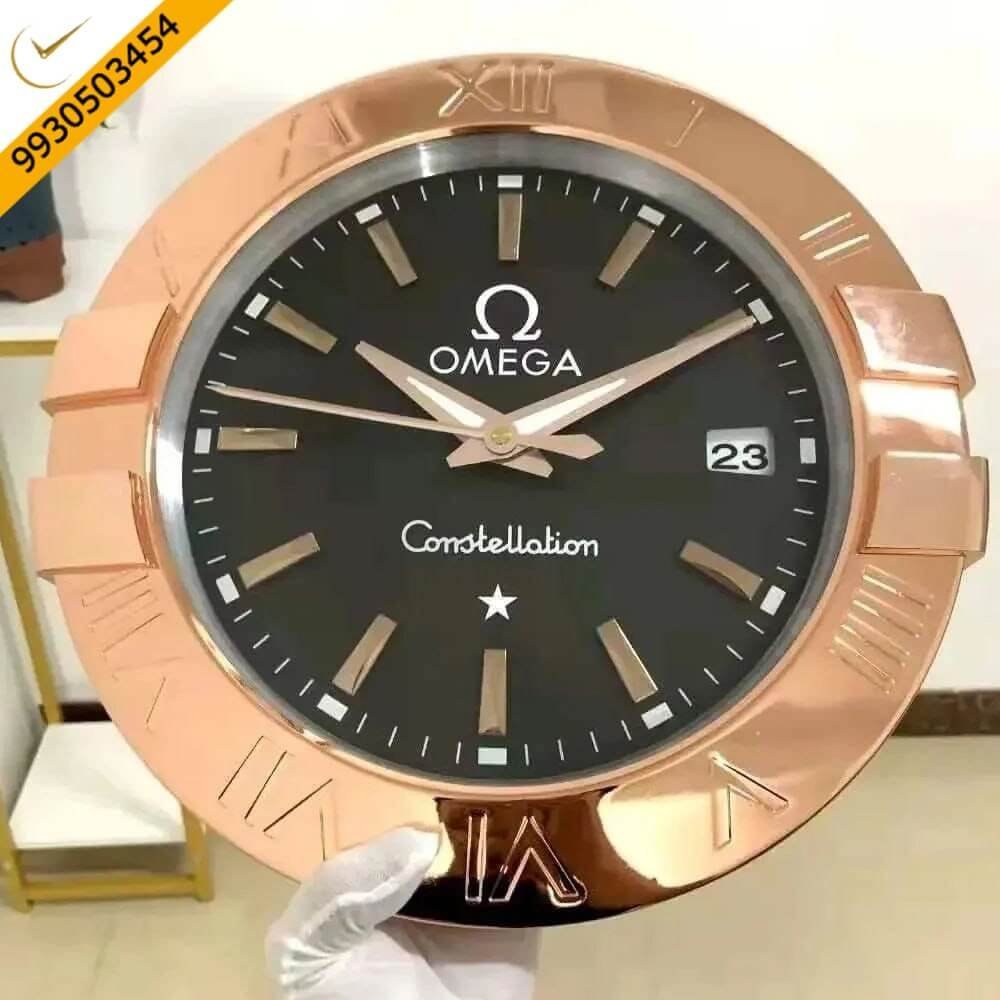 Omega Constallation Rose Gold Black Dial Wall Clock