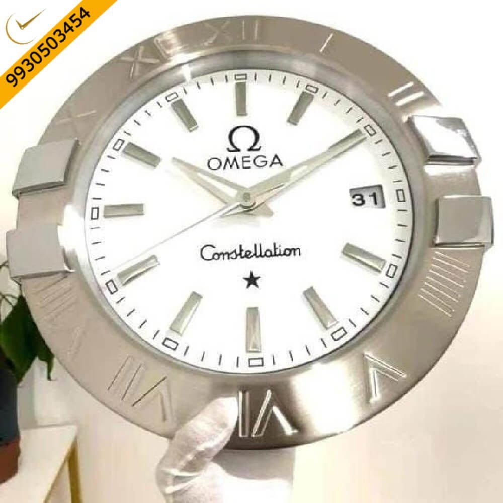 Omega Constallation Silver  White Dial Wall Clock