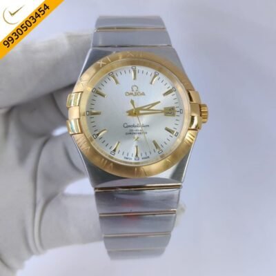 Omega Constellation Double Eagle Gold White Dial Stick Marker Swiss Automatic Watch