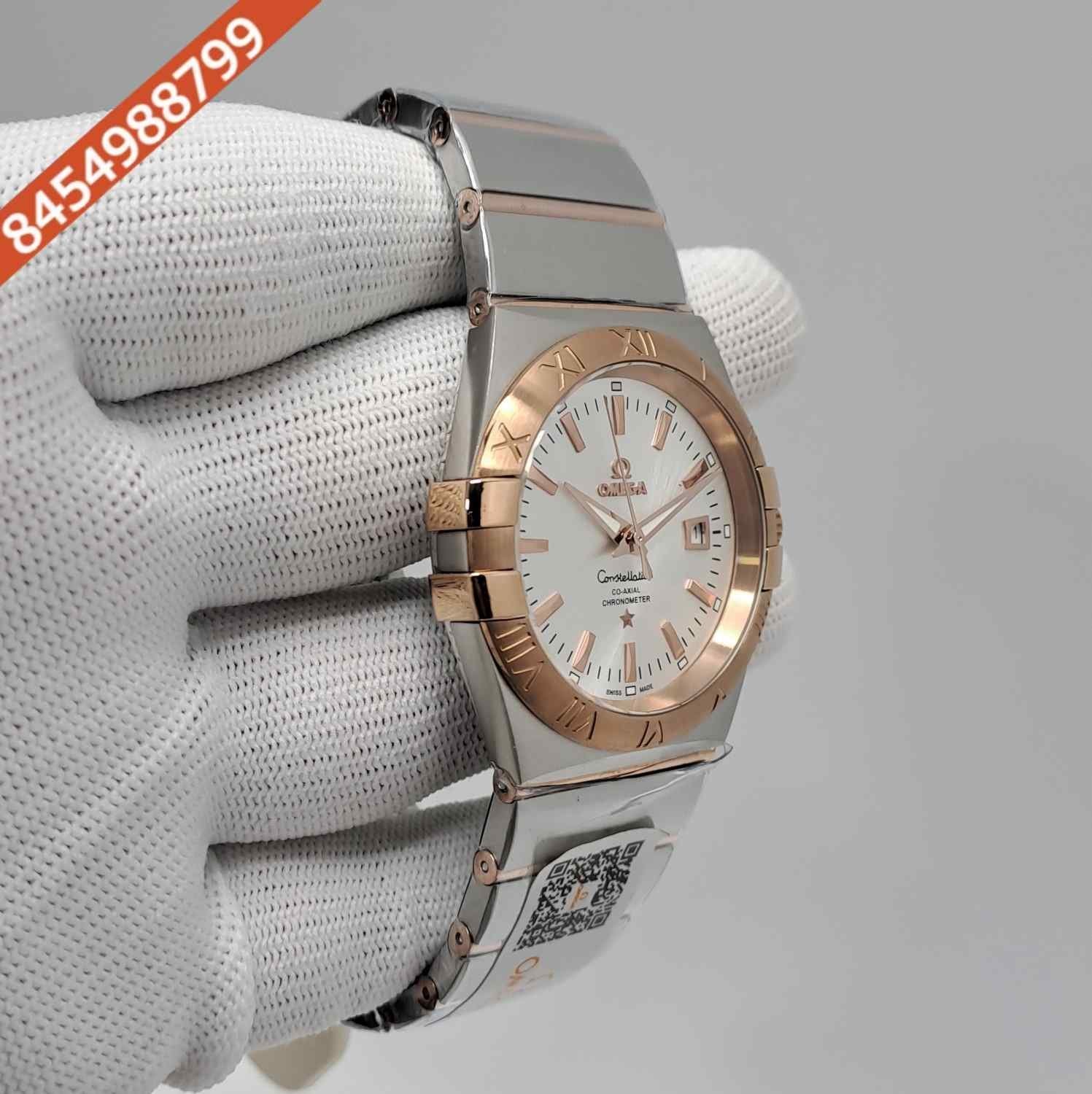 Omega Constellation Double Eagle Rose Gold White Dial Stick Marker Swiss Watch - Image 2