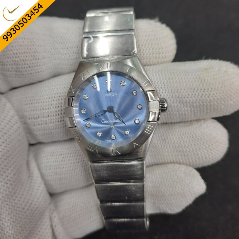 Omega Constellation Full Silver Blue Dial Swiss Watch