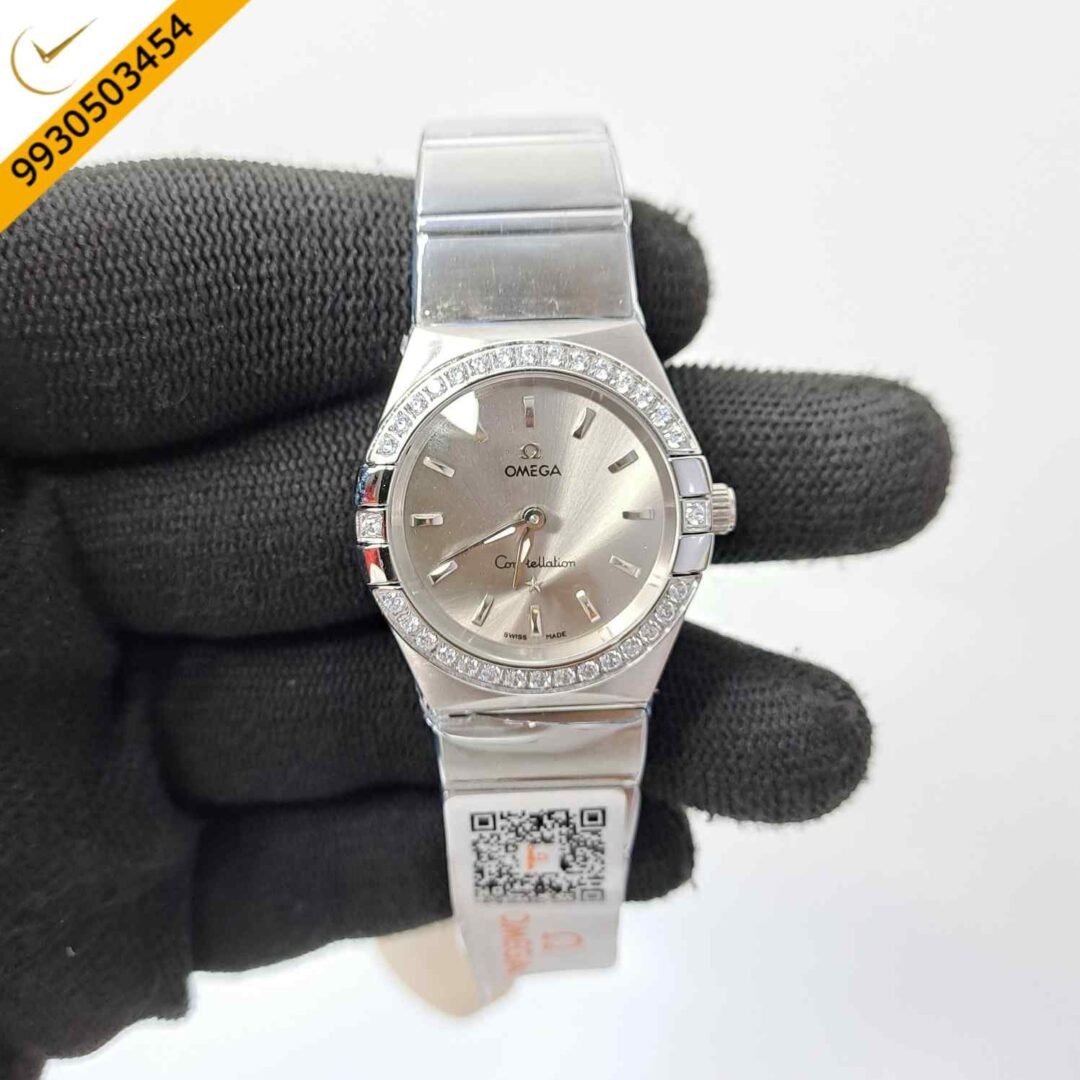 Omega Constellation Steel Diamond Bazel Stick Marker Grey Dial Swiss Watch