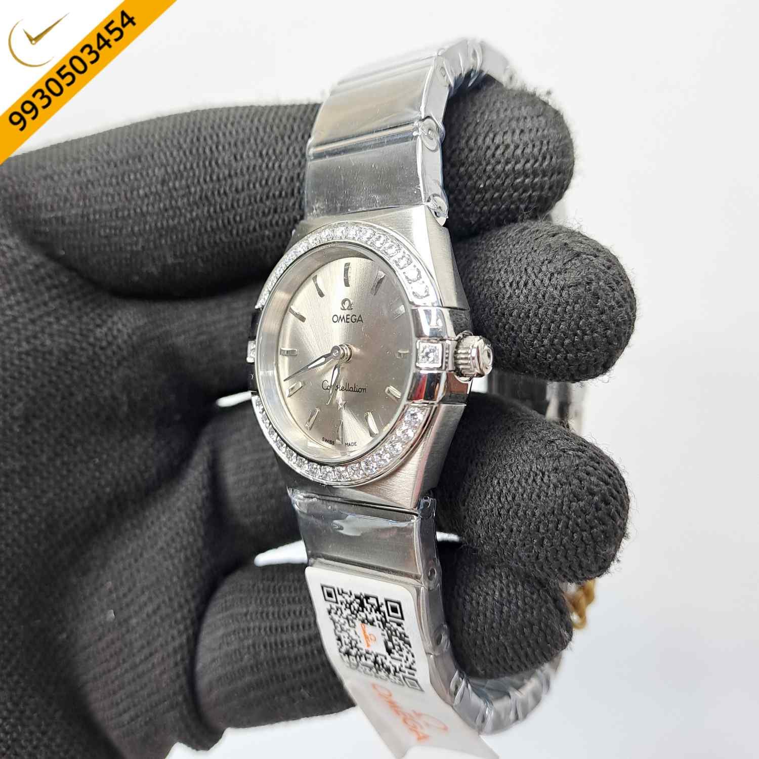 Omega Constellation Steel Diamond Bazel Stick Marker Grey Dial Swiss Watch - Image 2