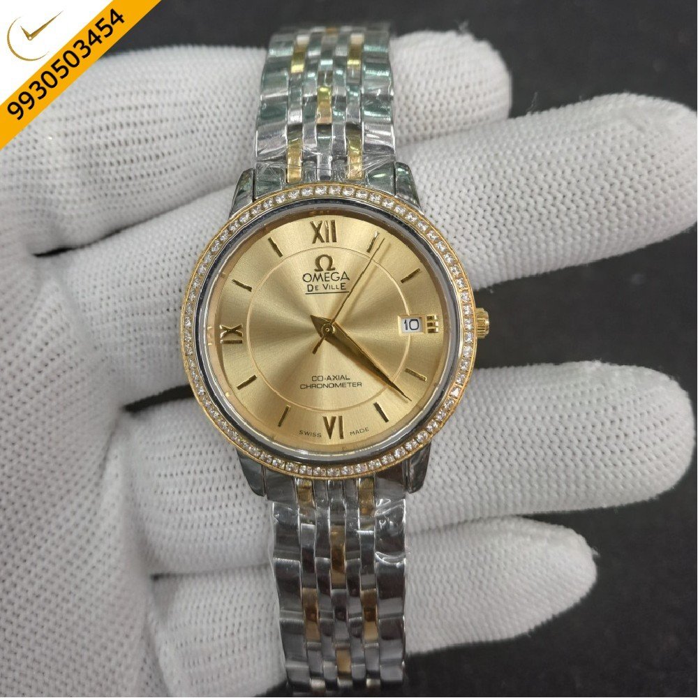 Omega De Ville Prestige Co-Axial Gold Dial Swiss Watch
