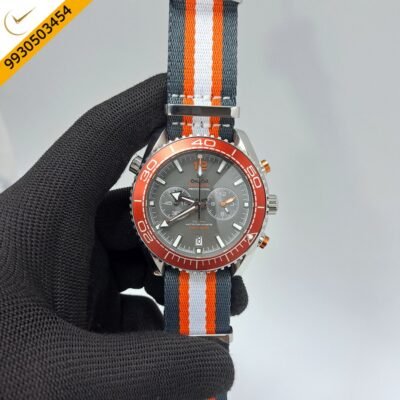 Omega Planet Ocean 600M Boutique Steel Grey Dial White & Orange Nato Strap Swiss Watch