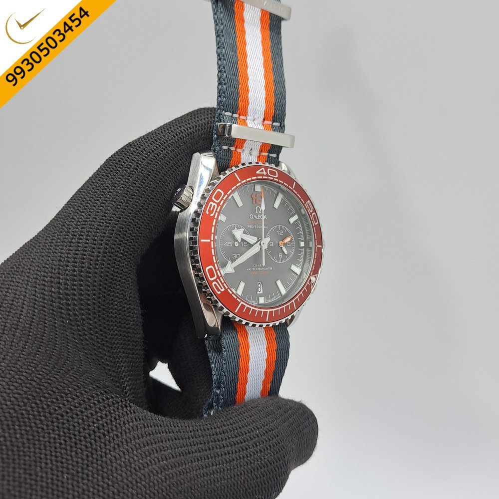 Omega Planet Ocean 600M Boutique Steel Grey Dial White & Orange Nato Strap Swiss Watch - Image 3