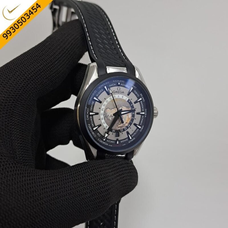 Omega Seamaster Aqua Tera World Time Grey Dial Black Fiber Strap Swiss Automatic Watch - Image 3