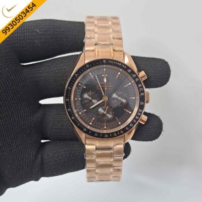 Omega Speedmaster Black Dial Rose  Gold Swiss Watch