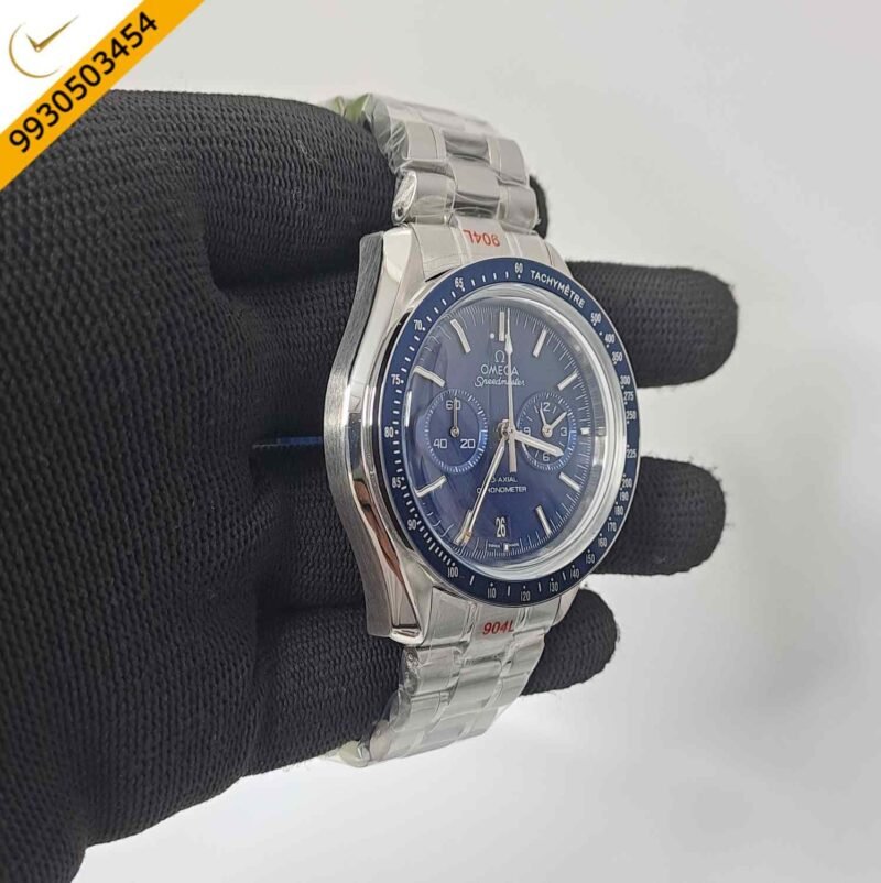 Omega Speedmaster Blue Dial Silver Black Dial Swiss Watch - Image 3
