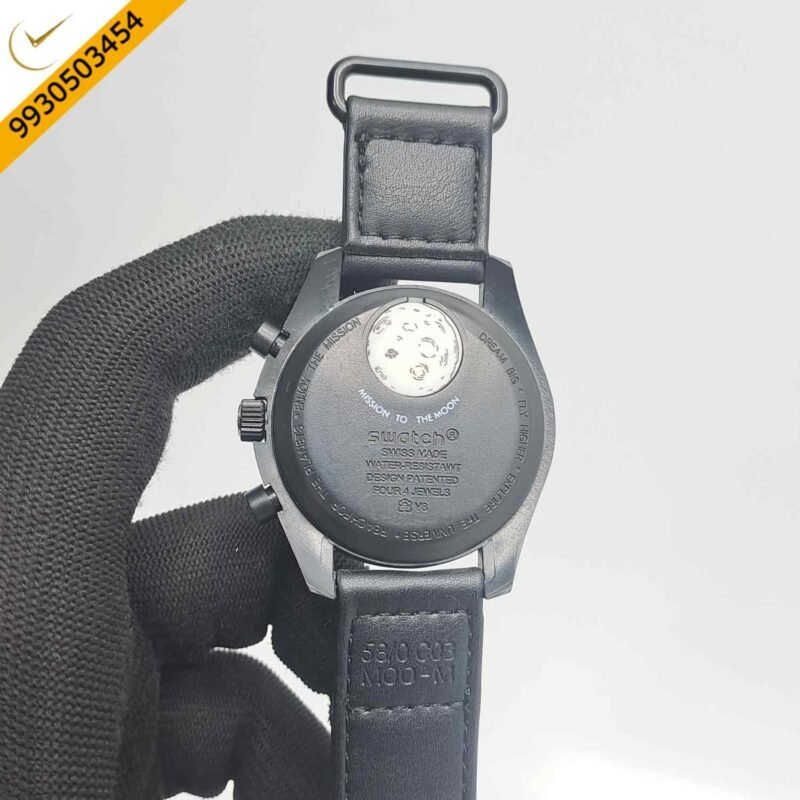Omega Speedmaster Swatch Moonswatch Mission On Earth Black Chronograph Swiss Watch - Image 4