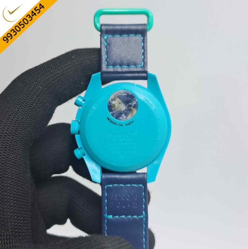 Omega Speedmaster Swatch Moonswatch Mission On Earth Blue Chronograph Swiss Watch - Image 4