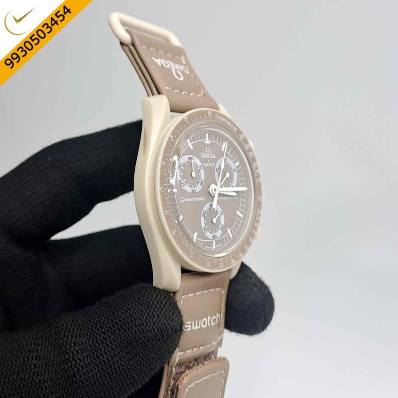 Omega Speedmaster Swatch Moonswatch Mission On Earth Brown Chronograph Swiss Watch - Image 2