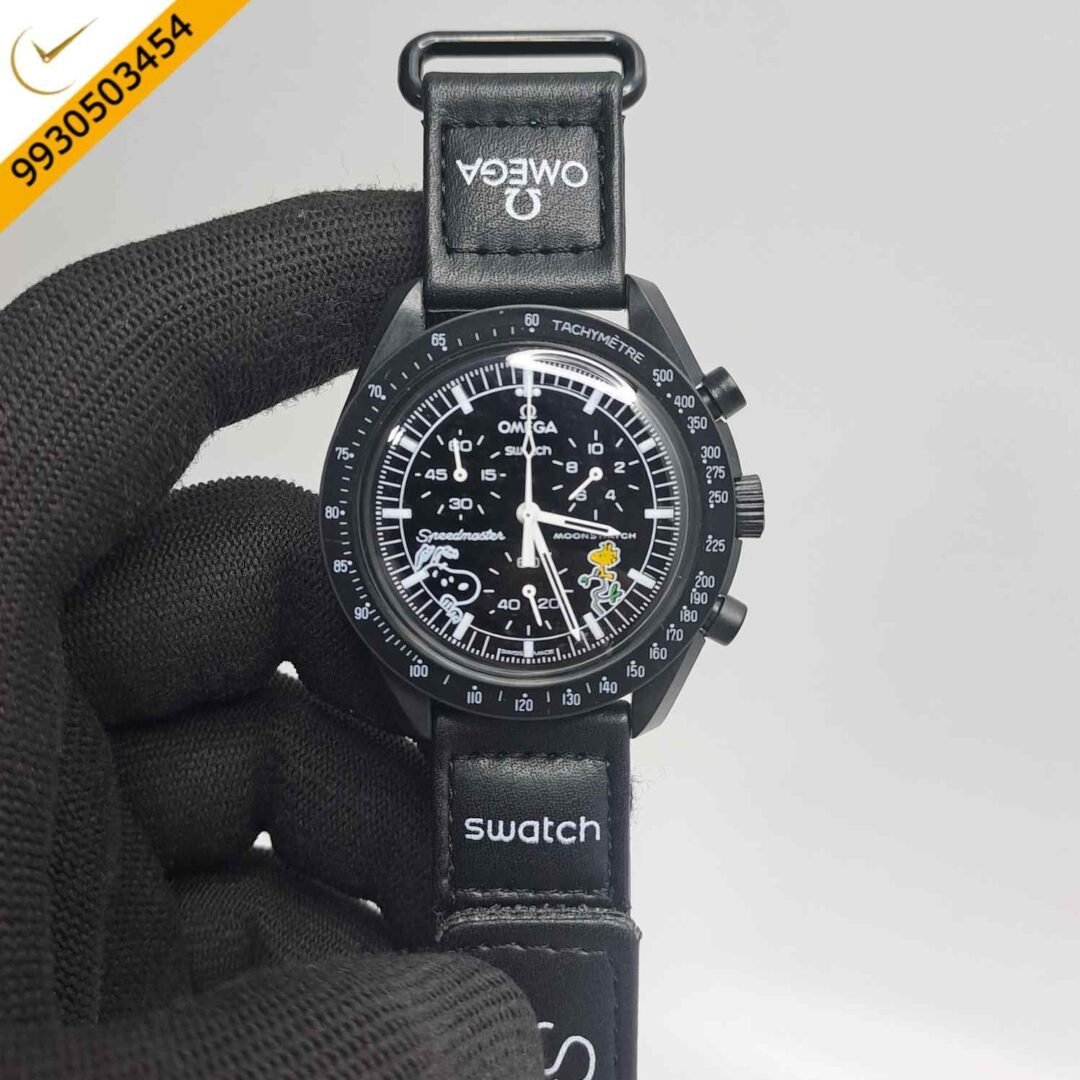Omega Speedmaster Swatch Moonswatch Mission To The Moon Black Edition Chronograph Swiss Watch