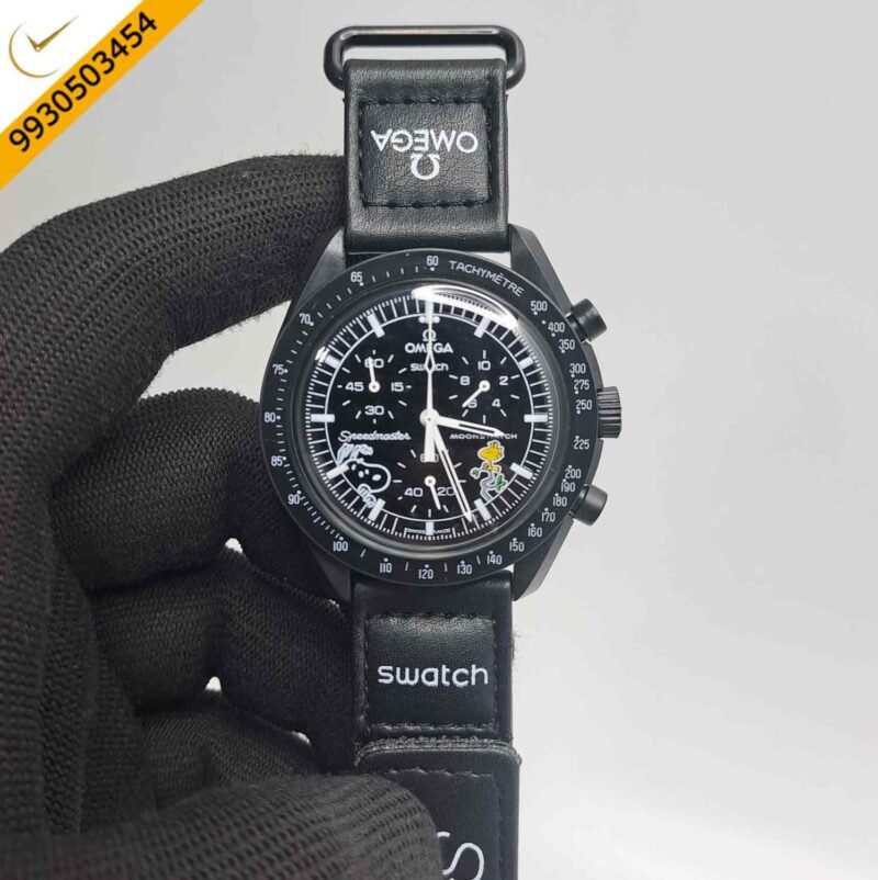 Omega Speedmaster Swatch Moonswatch Mission To The Moon Black Edition Chronograph Swiss Watch