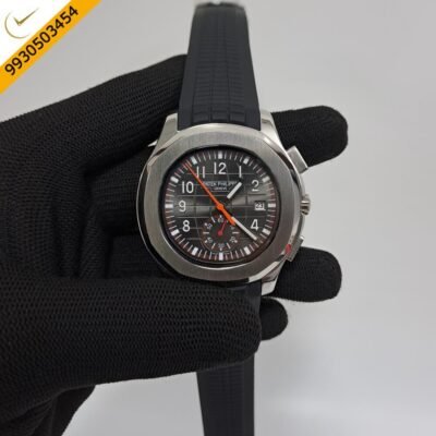 Patek Philippe Aquanaut GMT Black Dial Black Rubber Strap Swiss Automatic Watch