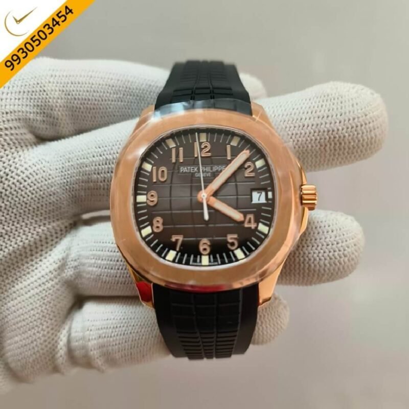 Patek Philippe Aquanaut Rose Gold Black Rubber Strap Swiss ETA Caliber 5168G Valjoux Movement Automatic Watch