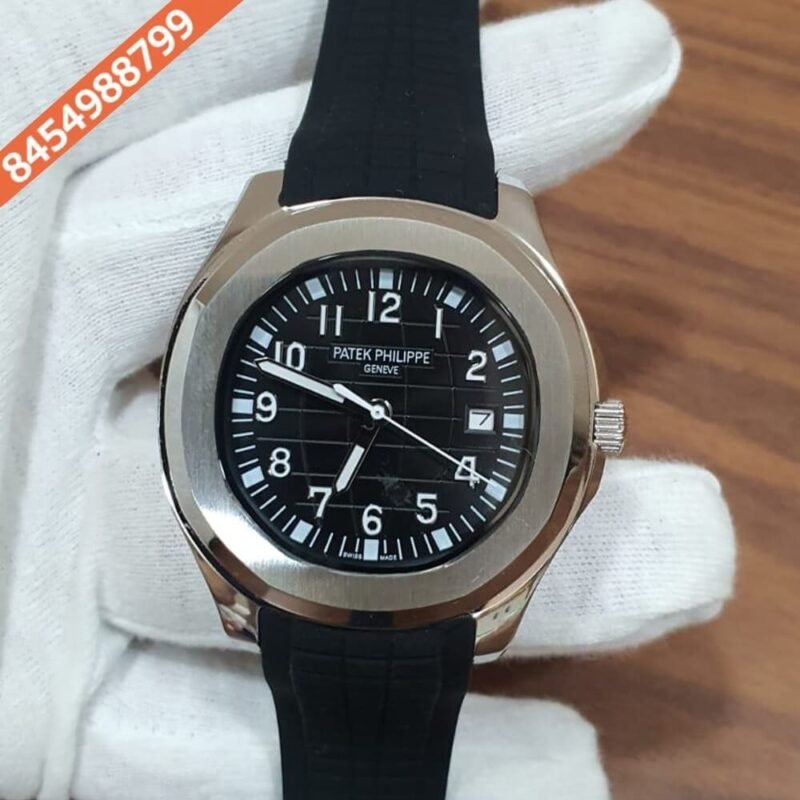 Patek Philippe Aquanaut Silver Black Swiss Automatic Watch - Image 2