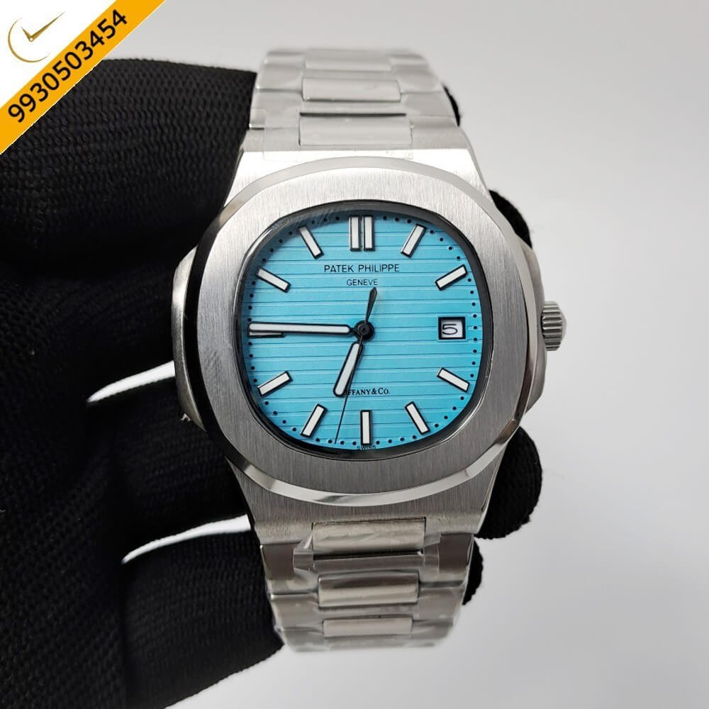 Patek Phillippe Nautilus Steel Sky Blue Dial Swiss Automatic Watch