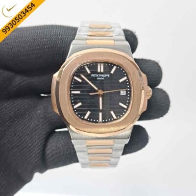 Patek Phillippe Nautilus Dual Tone Black Dial Swiss Automatic Watch
