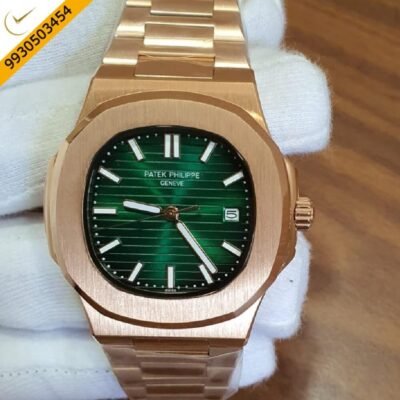 Patek Phillippe Nautilus Rose Gold Green Dial Swiss Automatic Watch
