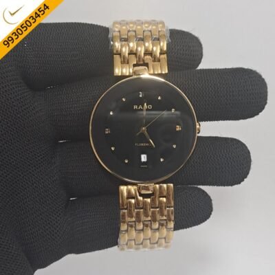 Rado Florence Black Dial Polished Gold Strap Swiss Watch
